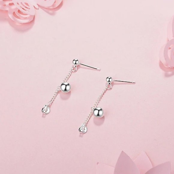 *NEW 925 Sterling Silver Bead Tassel Drop Earrings - Picture 4 of 6